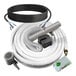 A ductless mini split AC and heat pump installation kit with insulated copper tubing, electrical wiring, and accessories.