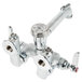 A silver T&S wall mount service sink faucet with knobs.