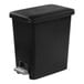 A black rectangular step-on wastebasket with a foot pedal.