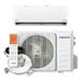 A Pioneer Quantum Ultra WYT-24 high wall-mounted ductless mini split AC and heat pump system with indoor and outdoor units, remote control, and installation accessories.
