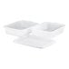 A white plastic freezer-safe drain box combo set with two rectangular containers and one matching lid.