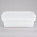 A white plastic Tablecraft freezer safe drain box with a lid.