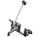 A close-up of a T&S rough chrome wall mount mop sink faucet with black and silver handles.
