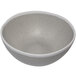 A gray melamine salad bowl with a glazed pottery-like finish and a 1-quart capacity.