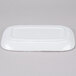 A white, irregular rectangular melamine platter shown upside down.