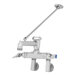 A silver T&S rough chrome service sink faucet with a long handle.