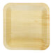 A square birch wood plate with rounded corners.