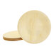A set of round, light-colored birch wood plates.
