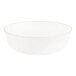 A round white plastic bowl with a gold rim.