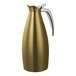 A vintage gold stainless steel insulated coffee carafe server with a silver handle.