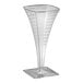 A clear, square-shaped disposable plastic champagne flute with a flared top and a square base.
