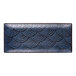 A rectangular dark blue melamine platter with a scalloped pattern.