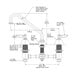 A diagram of a T&S deck mount mixing faucet with 8" adjustable centers and a 9" swing nozzle.