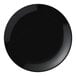 A round black porcelain coupe plate.