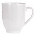 A plain white porcelain mug with a handle.