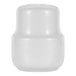 A white porcelain salt shaker with a smooth, rounded design.
