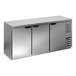 A stainless steel Beverage-Air back bar refrigerator with three doors.