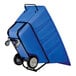 A blue heavy-duty bulk tilt truck with a 1 cubic yard capacity and four wheels, designed for transporting large loads.