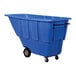 A blue medium-duty bulk tilt truck with a handle and four wheels.