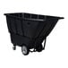 A large black heavy-duty bulk tilt truck with a 1 cubic yard capacity and sturdy wheels.