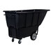 A large black heavy-duty bulk tilt truck with a 1 cubic yard capacity and four wheels, designed for transporting heavy loads.