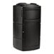 A black 25-gallon square side entry trash can with a dual-flipper dome lid and tray return.