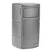 A gray 25-gallon square side entry trash can with a dual-flipper dome lid.