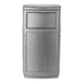 A gray 25-gallon square side entry trash can with a dual-flipper dome lid.