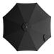 A round coal black umbrella canopy designed for steel push lift umbrellas.