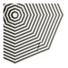 An 11-foot round black and white striped umbrella canopy designed for aluminum crank lift umbrellas.