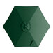 A round forest green umbrella canopy designed for 9-foot aluminum push lift umbrellas.