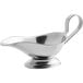 A stainless steel gravy boat with a handle and a 3 oz. capacity.