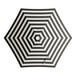 A round black and white striped umbrella canopy designed for aluminum push lift umbrellas.