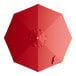 A round carnation red umbrella canopy designed for 9-foot aluminum crank lift auto tilt umbrellas.