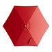 A round carnation red umbrella canopy designed for aluminum push lift umbrellas.