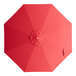 A round poppy red umbrella canopy designed for 11-foot steel push lift umbrellas.