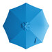 A round, pacific blue umbrella canopy designed for bamboo pulley lift umbrellas.
