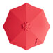 A round poppy red umbrella canopy designed for bamboo pulley lift umbrellas.