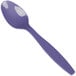 A purple heavy weight plastic spoon.