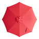 A round poppy red umbrella canopy designed for bamboo pulley lift umbrellas.