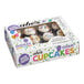 A box of Abe's vegan chocolate mini cupcakes with white frosting and sprinkles, containing 12 cupcakes.