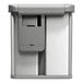 A brushed stainless steel dual compartment rectangular sensor trash can and recycling can with voice and motion control and a liner pocket.