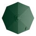 An 11-foot round forest green umbrella canopy designed for aluminum crank lift umbrellas.