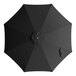 A round coal black umbrella canopy designed for 9-foot steel push lift umbrellas.