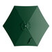 A round forest green umbrella canopy designed for 7 1/2 foot aluminum push lift umbrellas.