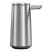 A brushed stainless steel foam sensor pump with a refillable cartridge.