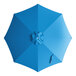 A round, pacific blue umbrella canopy designed for bamboo pulley lift umbrellas.