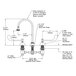 A diagram of a T&S deck mount mixing faucet with gooseneck and wrist action handles.