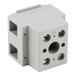A gray 2-pole terminal block used for electrical connections.