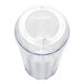 A clear plastic cup with a white disposable sip-through lid.